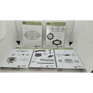 Stampin Up Stamp Lot 4 Sets Nautical Labels Work of Art Clear Stamps